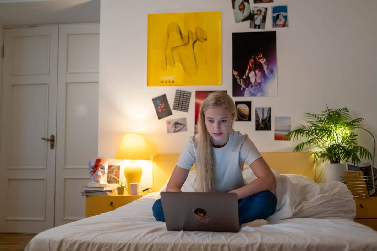 human trafficking girl on laptop