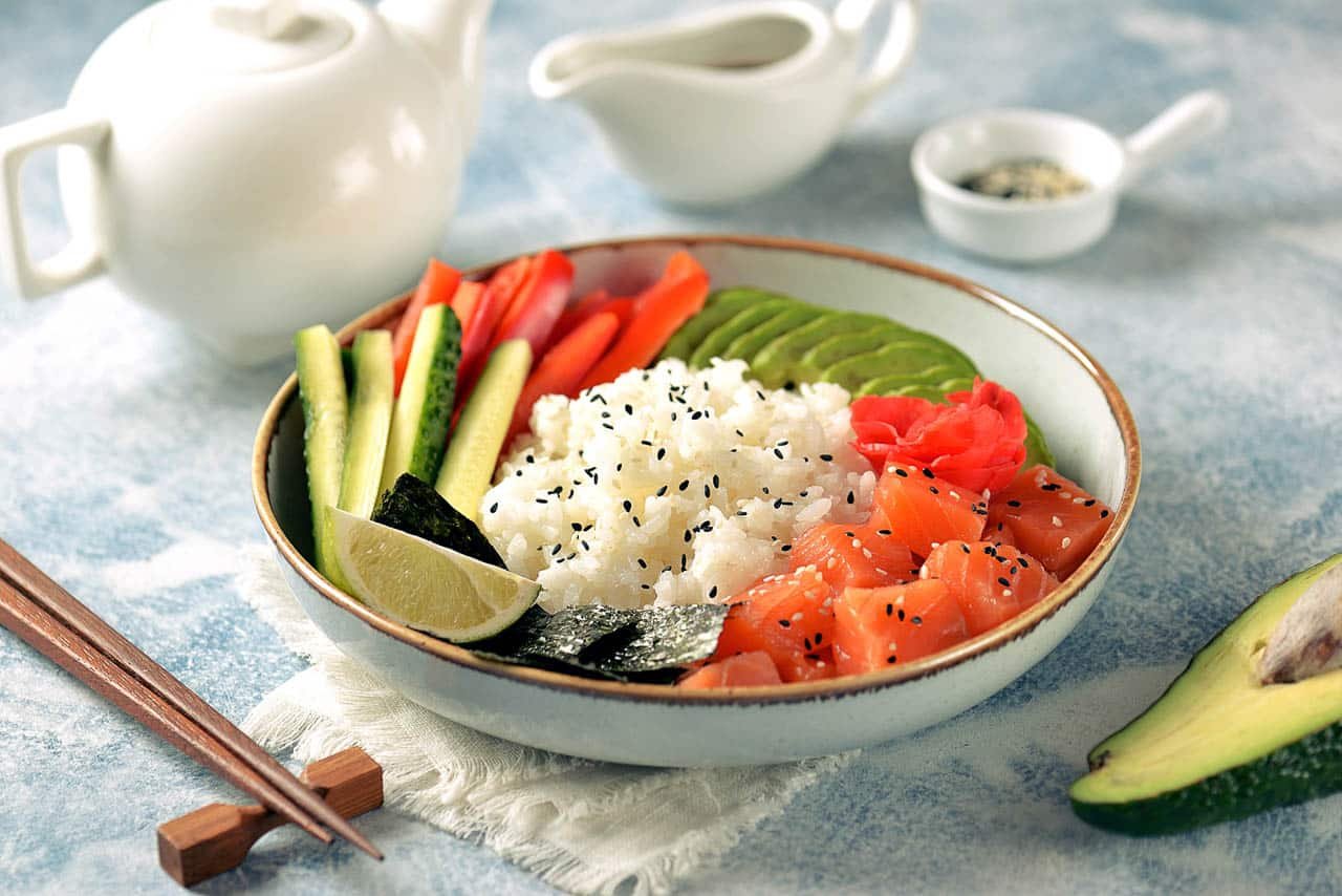 bowl of scattered sushi. Chirashizushi.