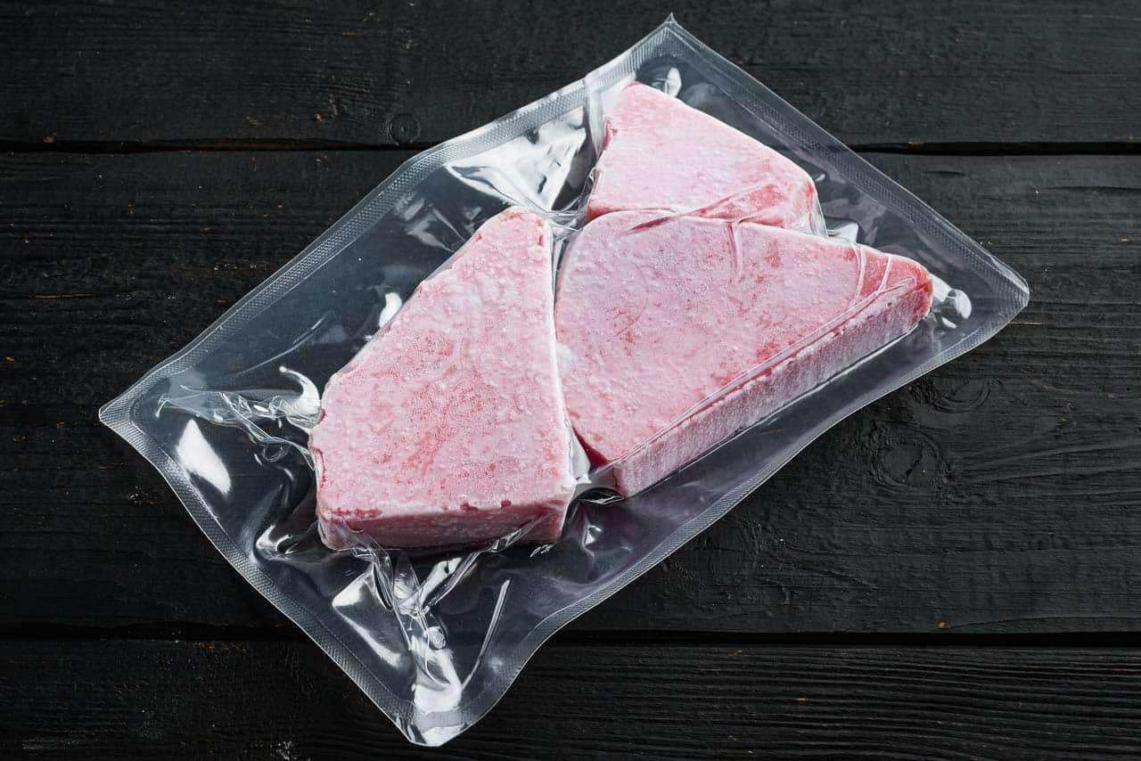 frozen tuna steaks.