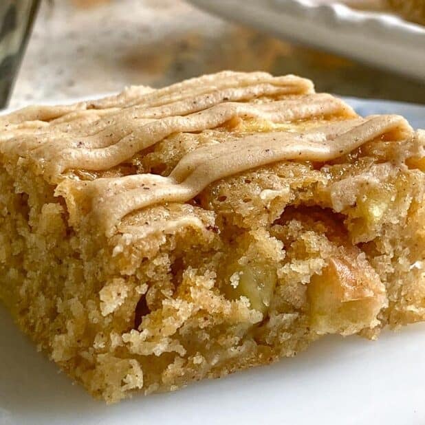 Low FODMAP Browned Butter Apple Bars with Cinnamon Maple Frosting