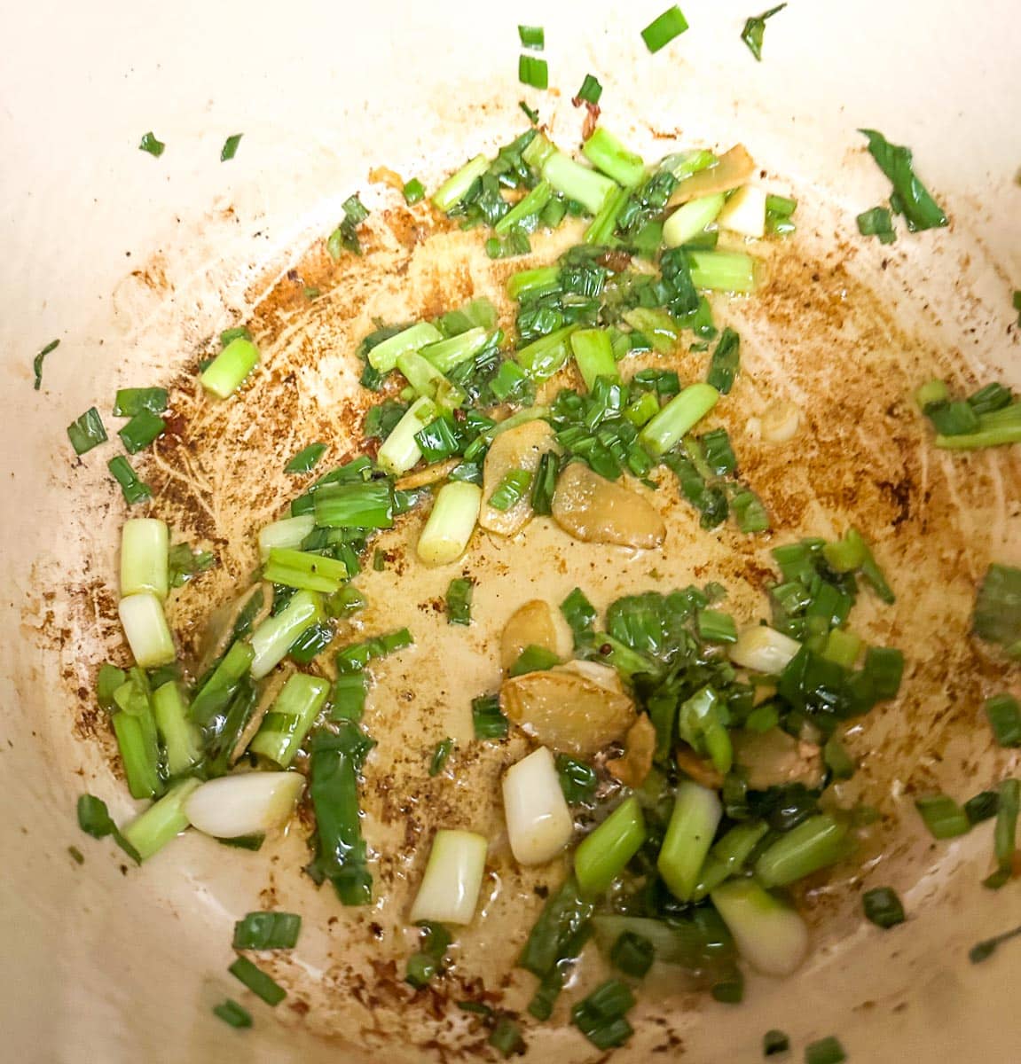 cooking scallions and ginger.