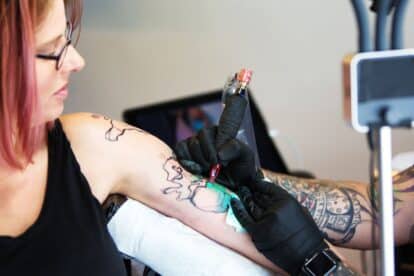 girl getting a tattoo