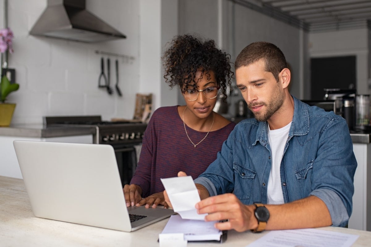 couple paying bills