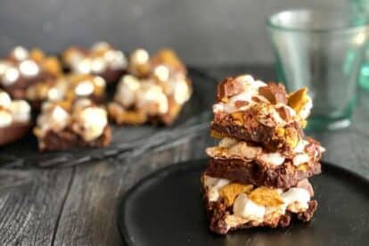 S'mores brownies stacked