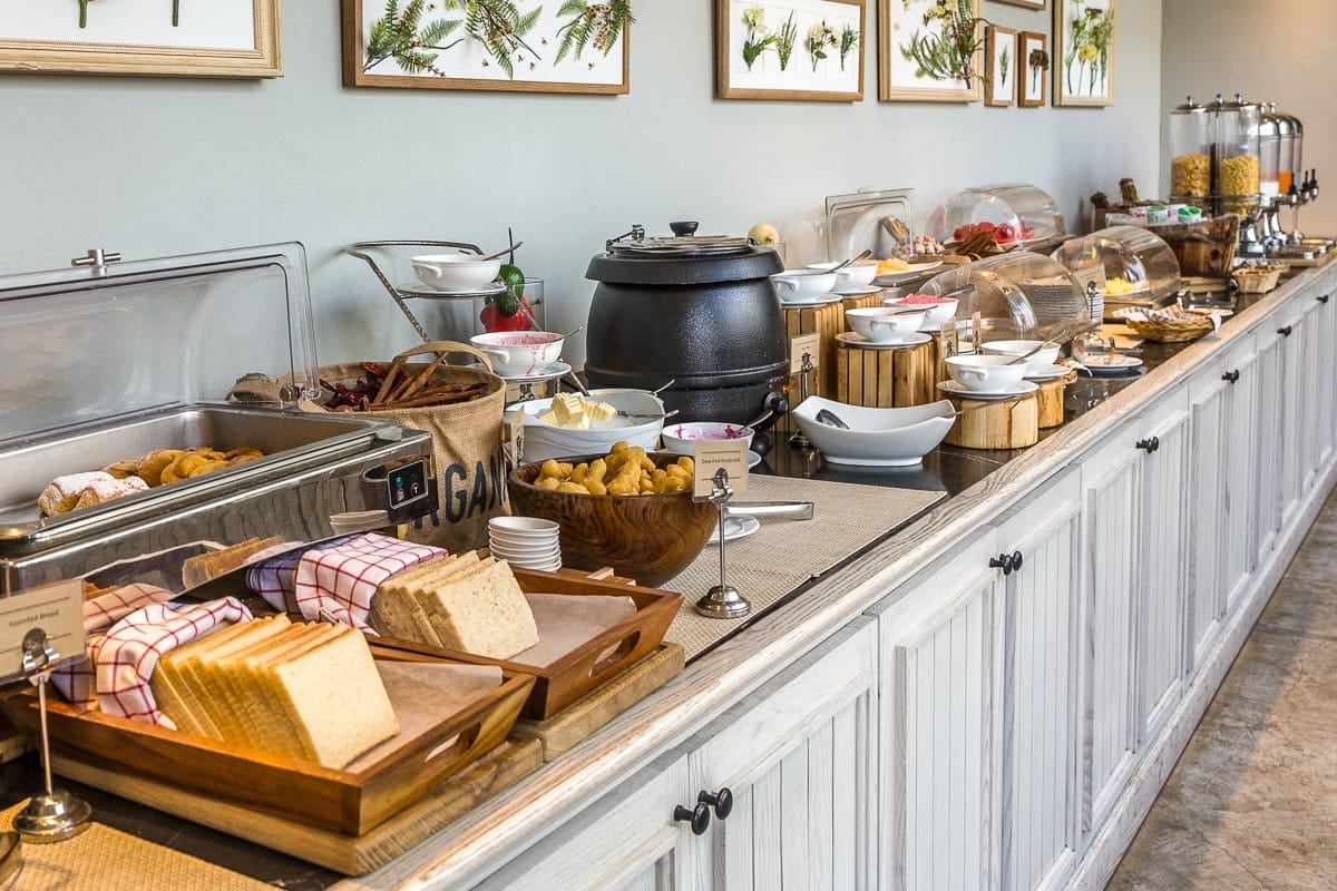 hotel breakfast buffet.