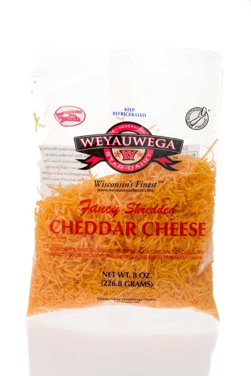 packaged shredded cheese.