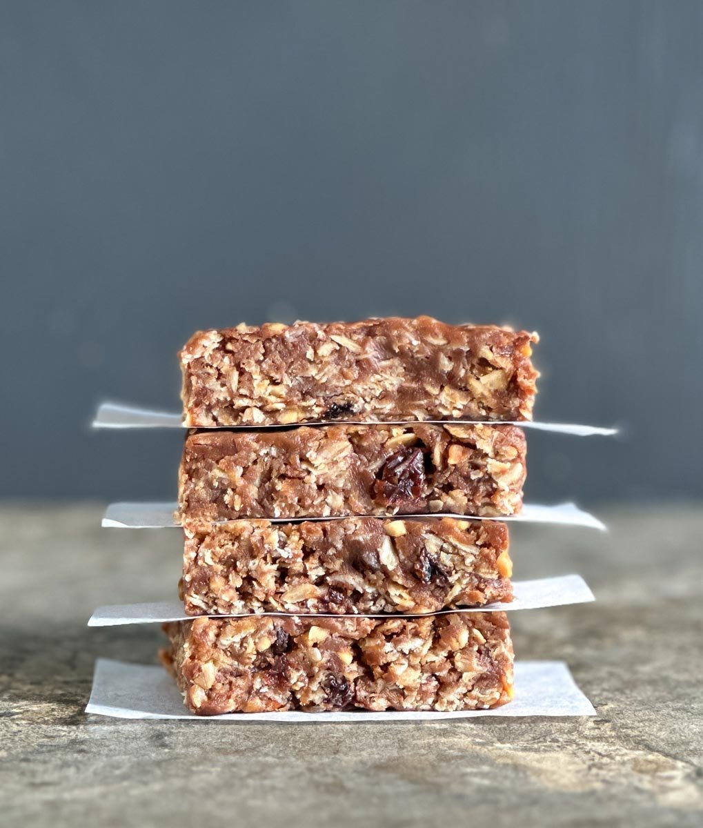 vertical stack of Low FODMAP Snack Bars.