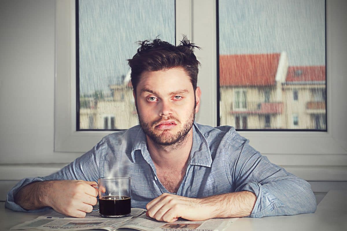 Hungover man. Drunk. Alcohol. Hangover