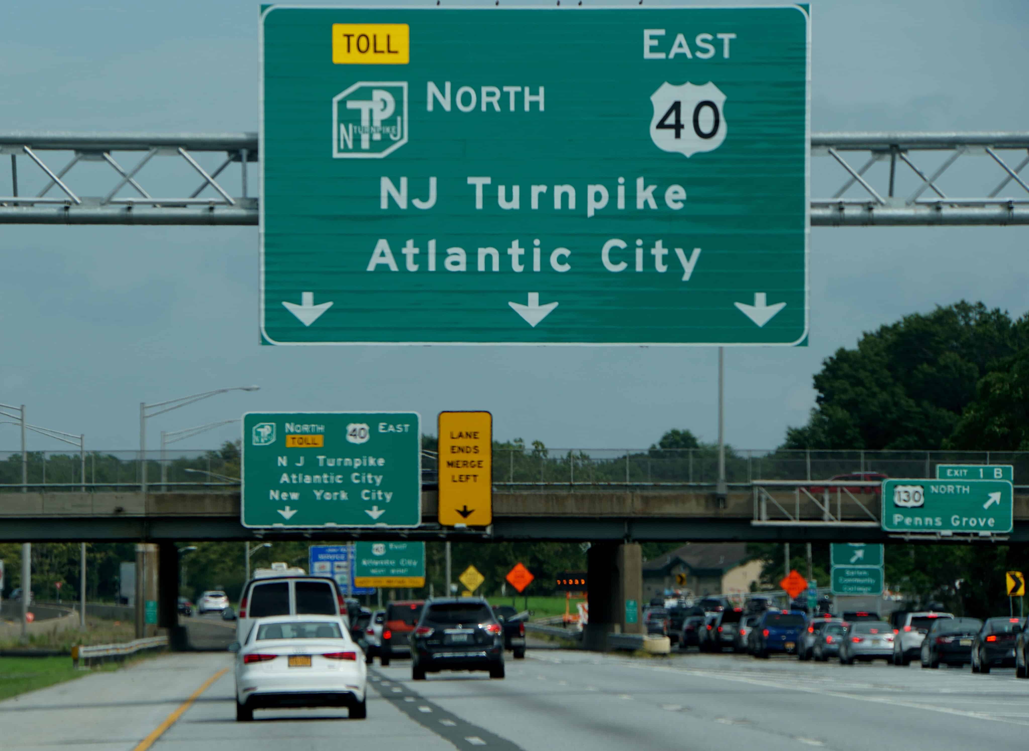 Salem, New Jersey, U.S.A - August 18, 2018 - The view of New Jersey Turnpike in the summer traffic.