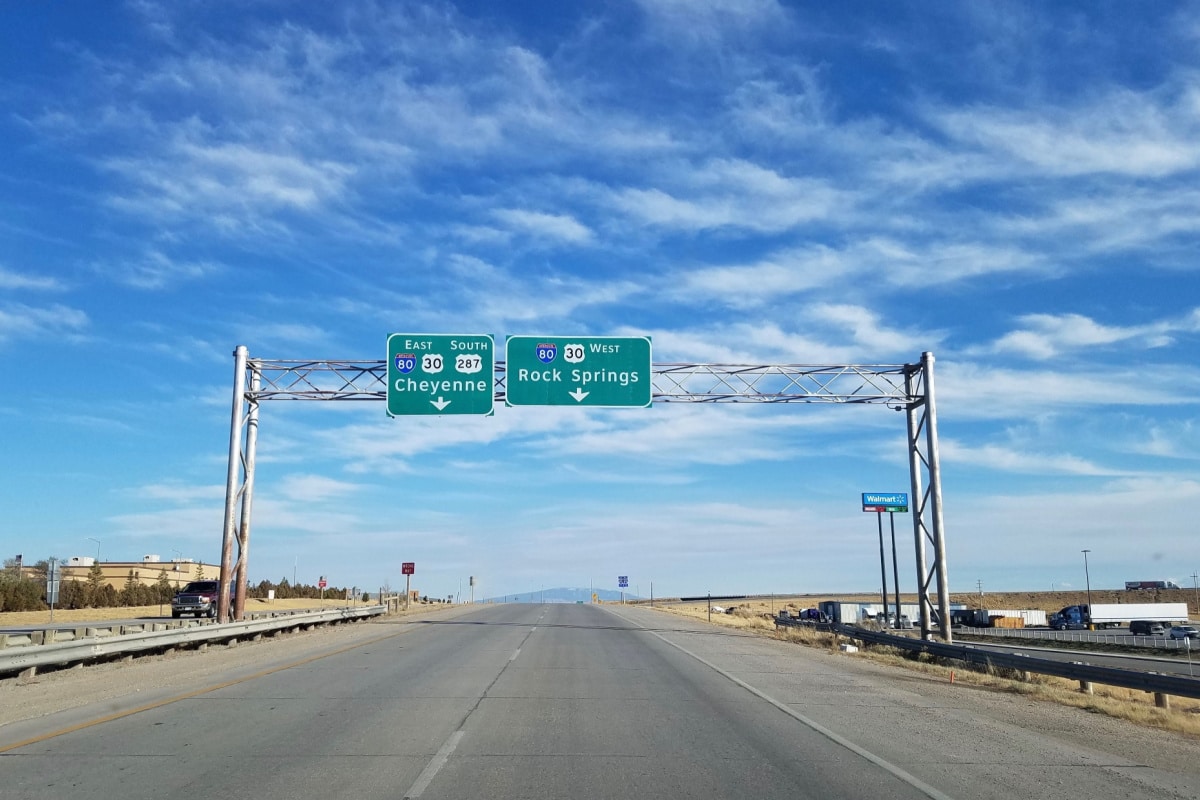Interstate onramp in Wyoming.