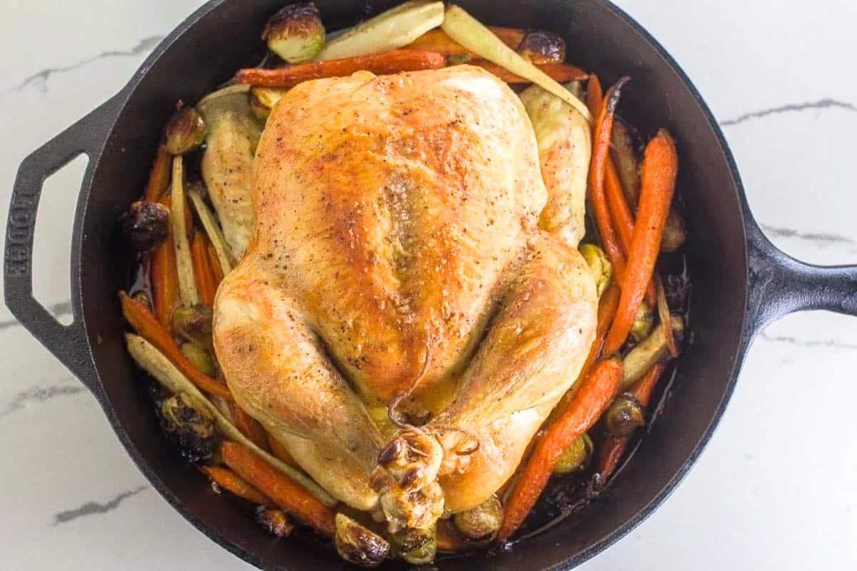 One Pan Low FODMAP Roast Chicken and Vegetables.