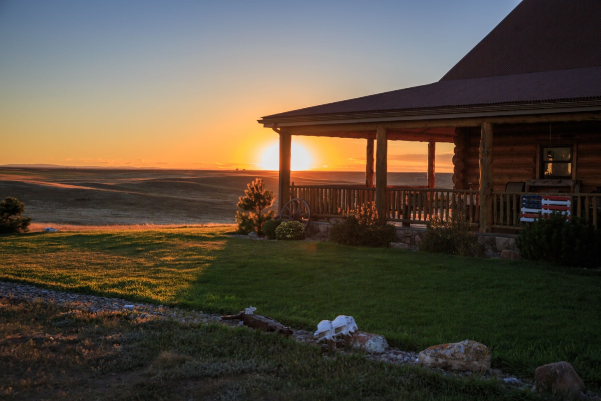 Wyoming Ranch House Sunset
