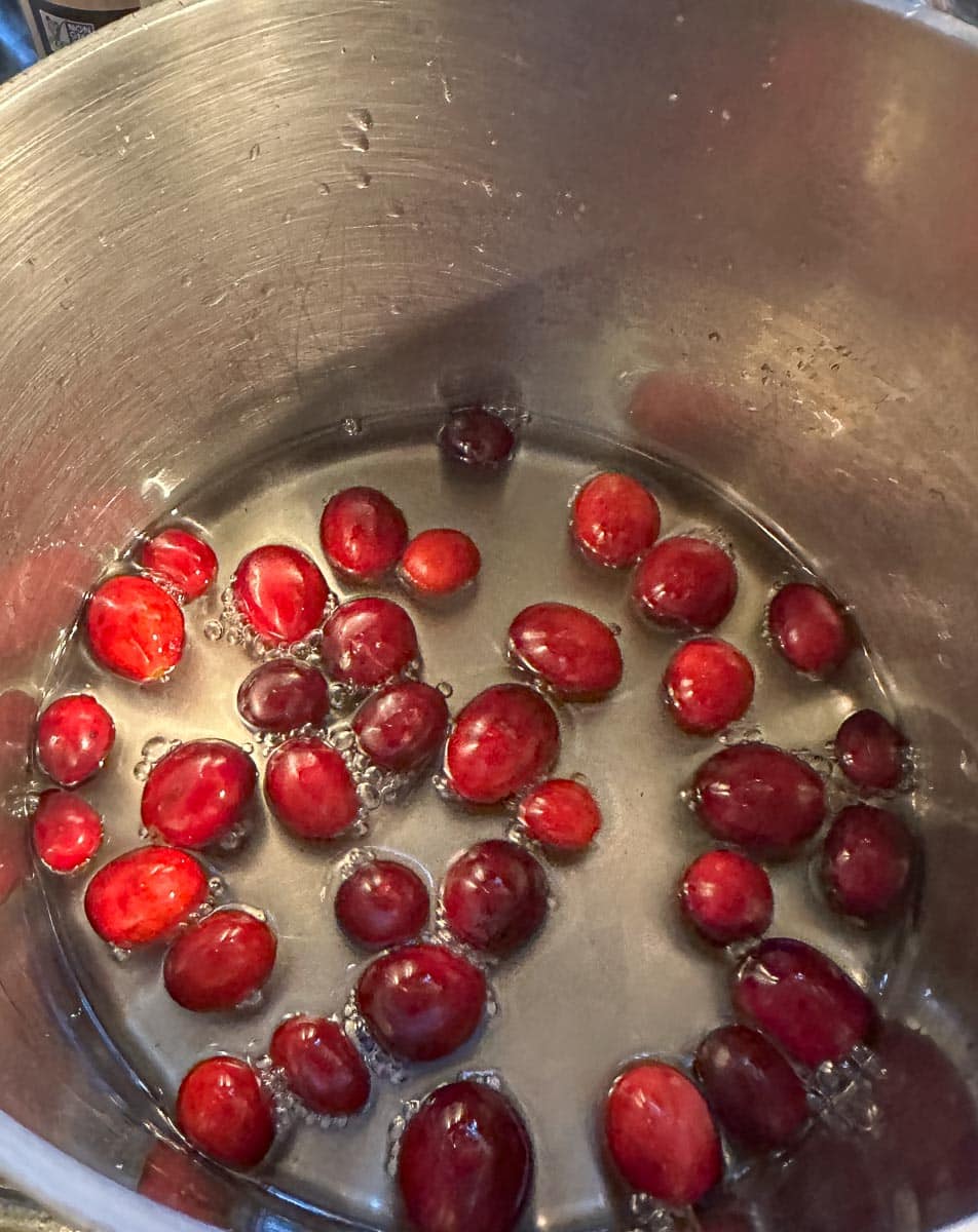 cranberries sitting in sugar overnight for Sugared Cranberries.