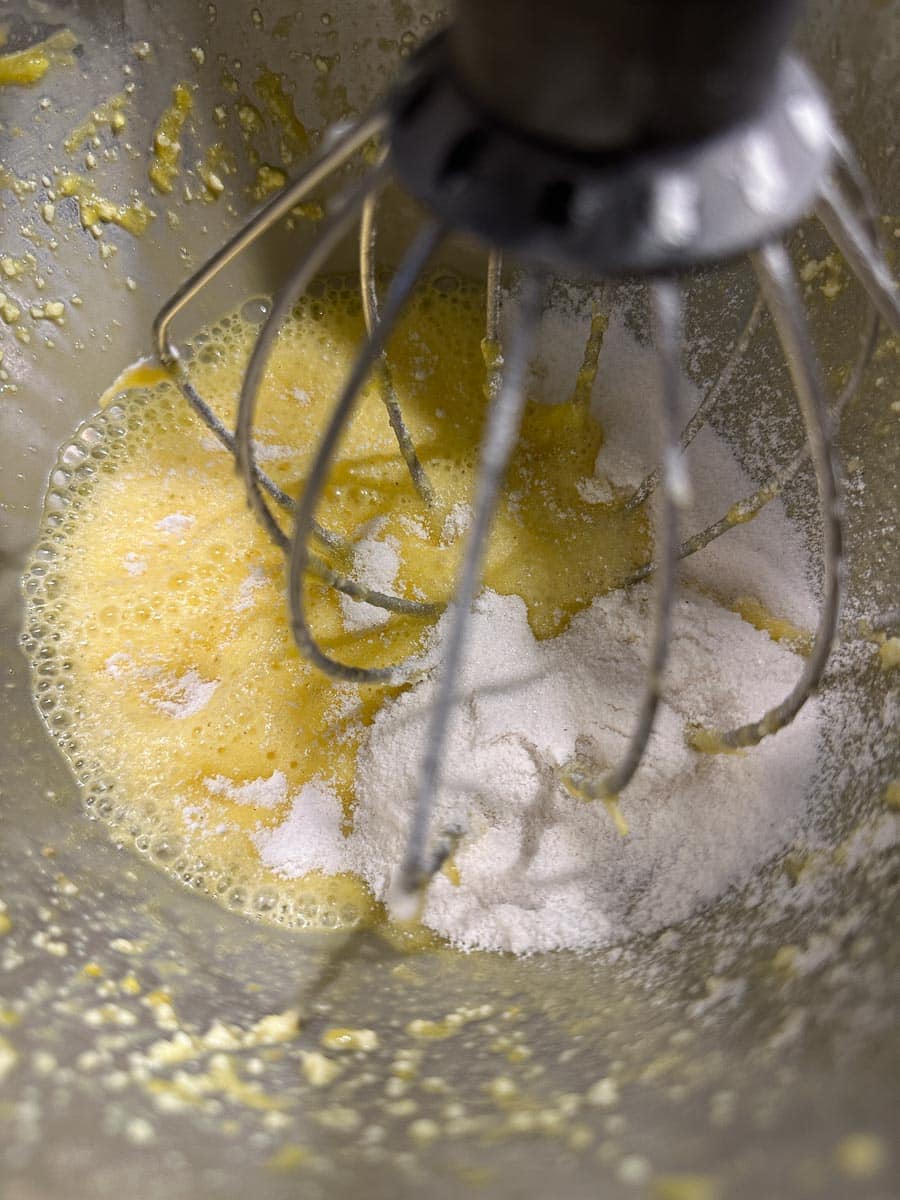 making lemon pudding cake.