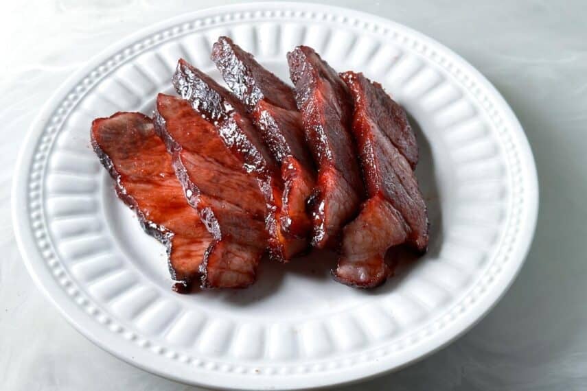 Char Siu on white plate.
