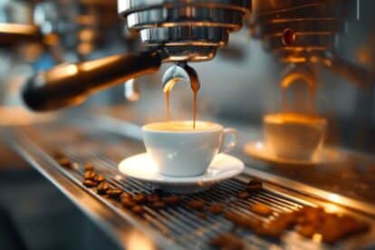Brewing espresso.