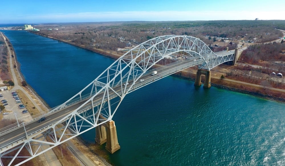 Sagamore,Bridge,Aerial,At,Bourne,,Cape,Cod,Canal