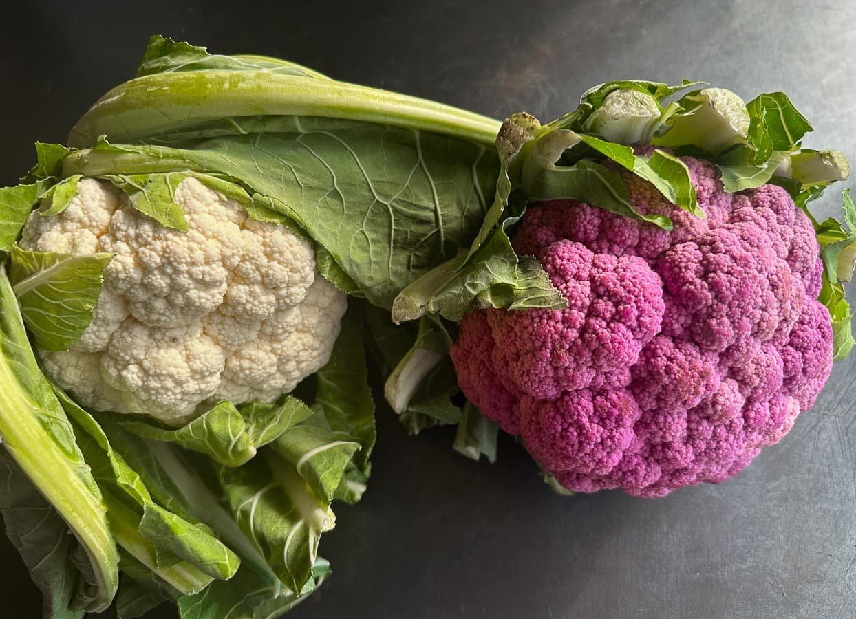 white and purple cauliflower.