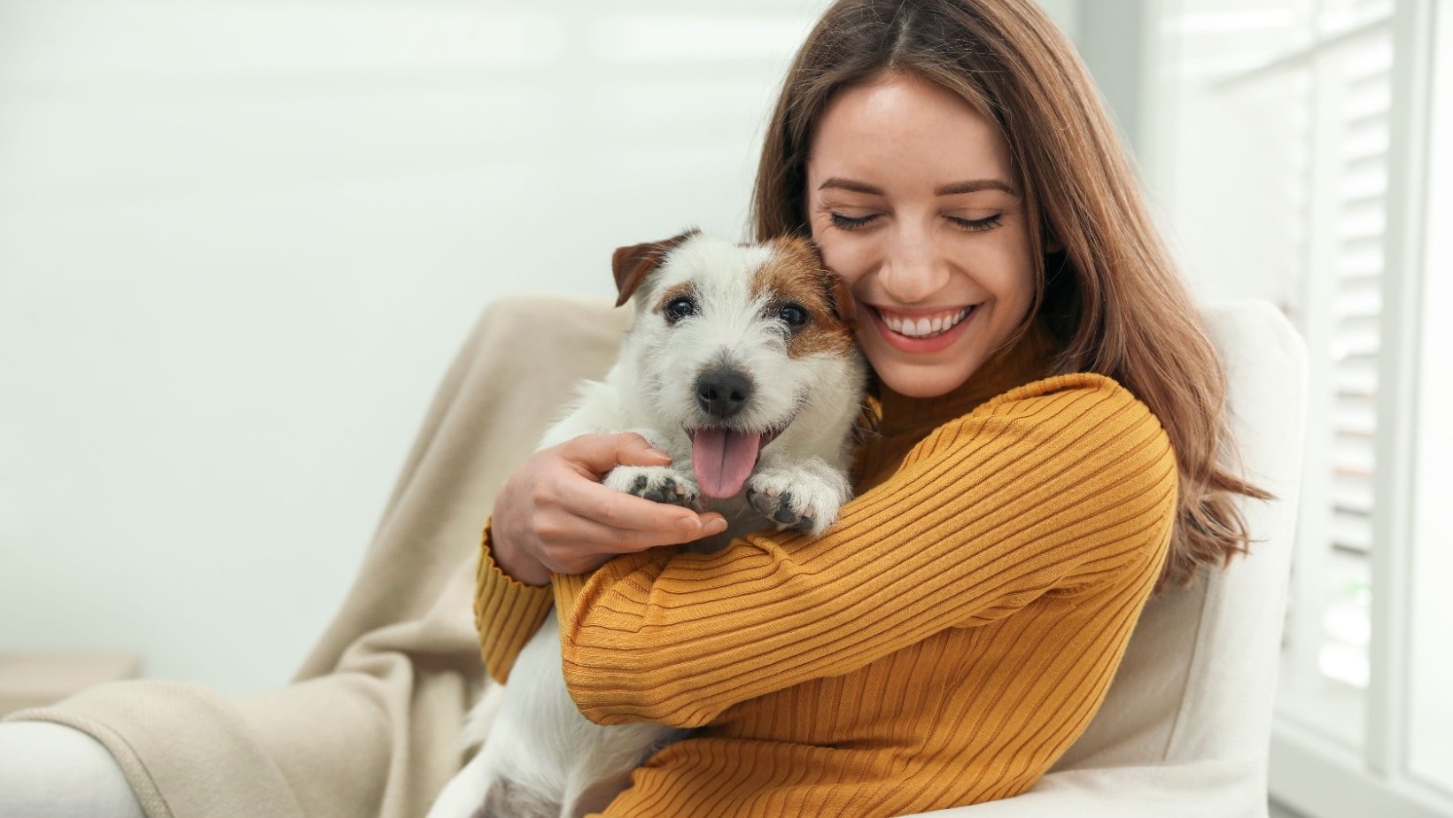 woman and dog.