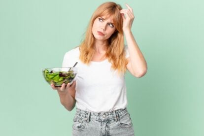 woman confused and wondering about food.