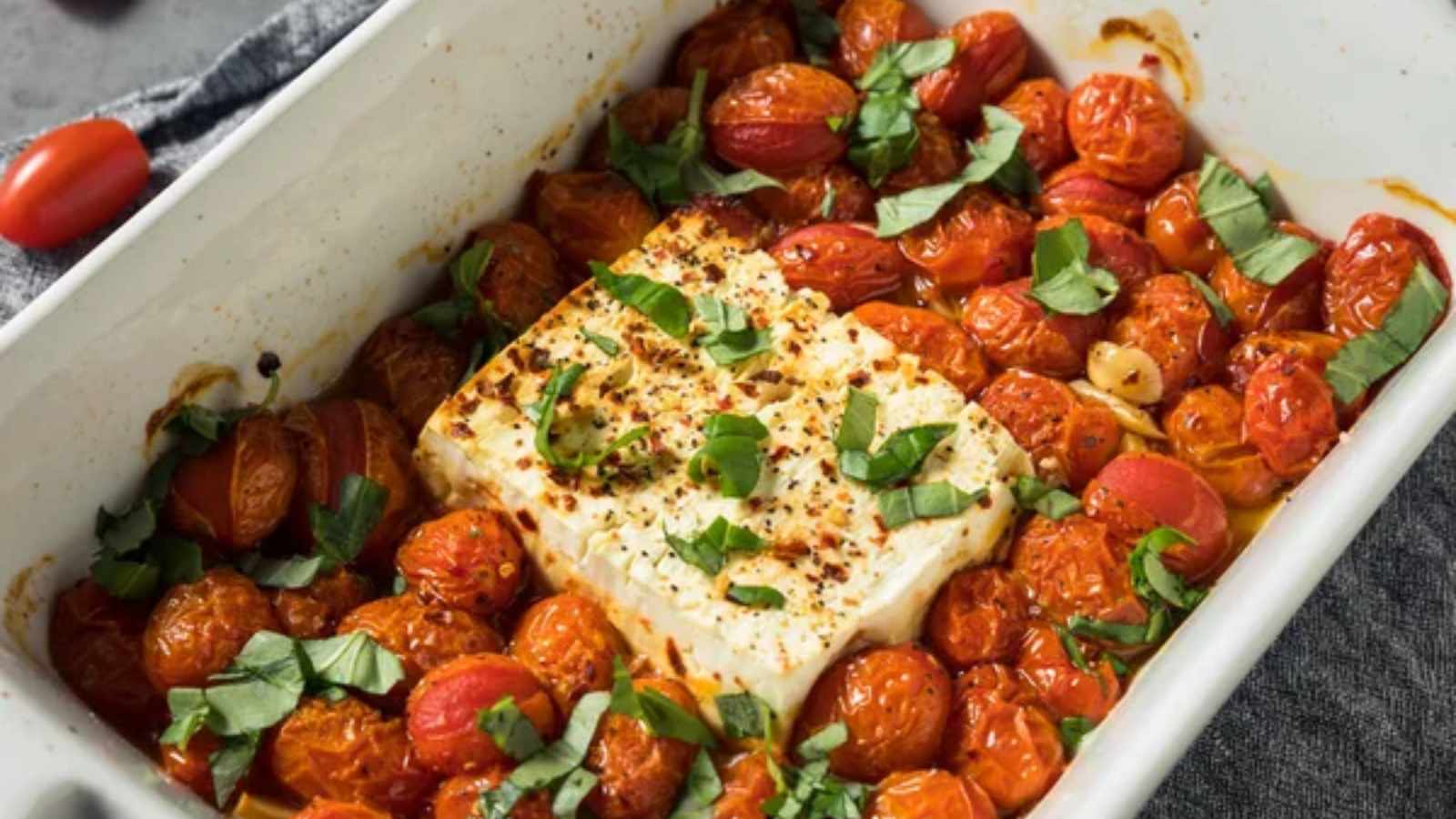 Baked feta and cherry tomatoes