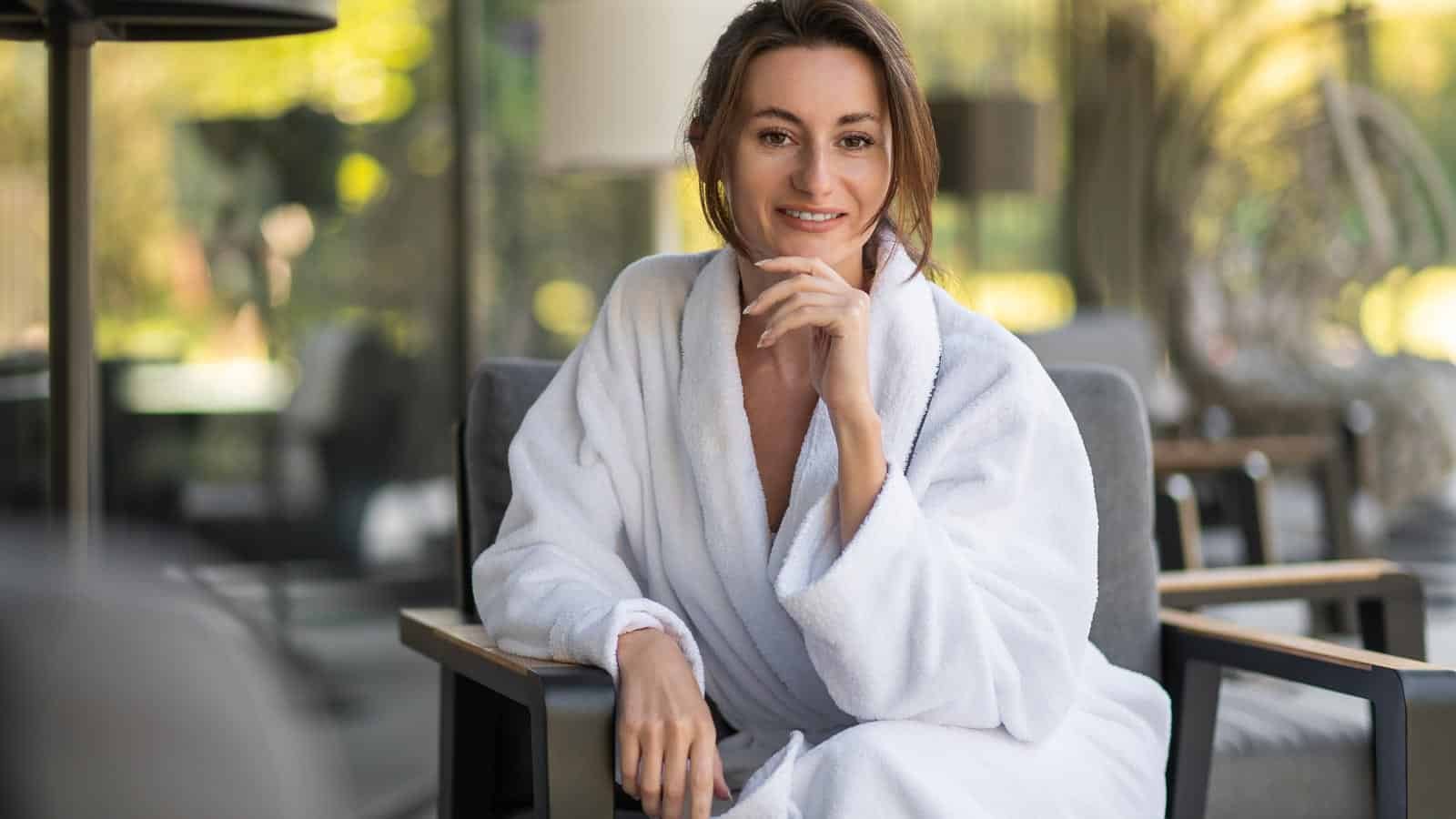 Woman in spa robe. zinkevych via 123rf.