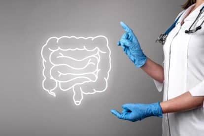 doctor with intestine. suprunovich via 123rf.