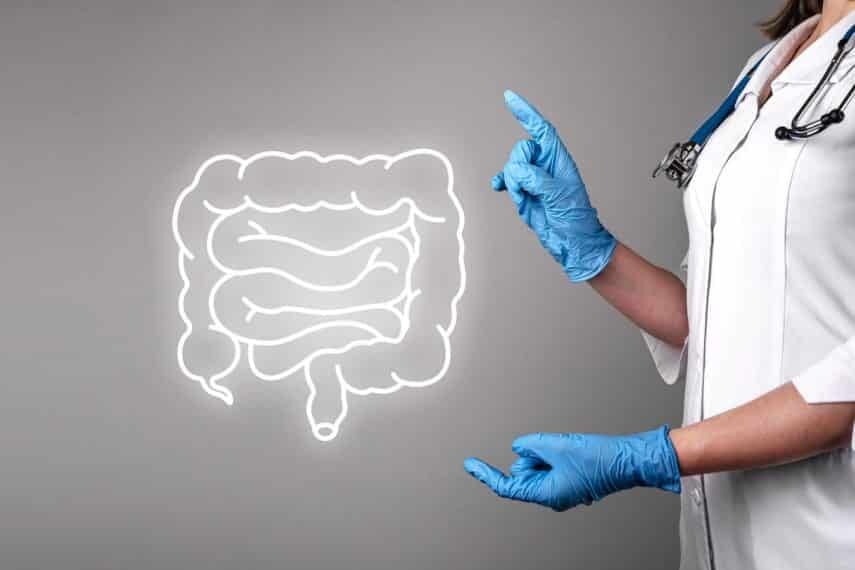 doctor with intestine. suprunovich via 123rf.