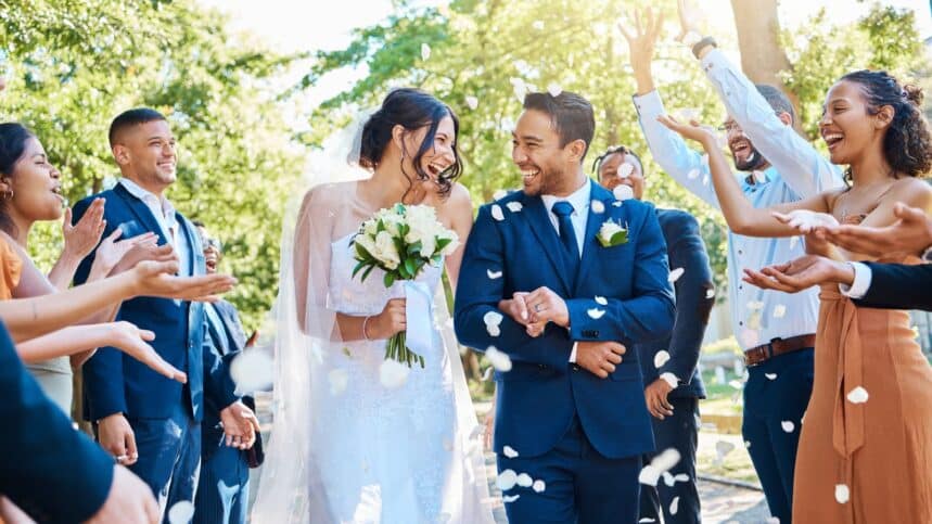 Couple having their wedding