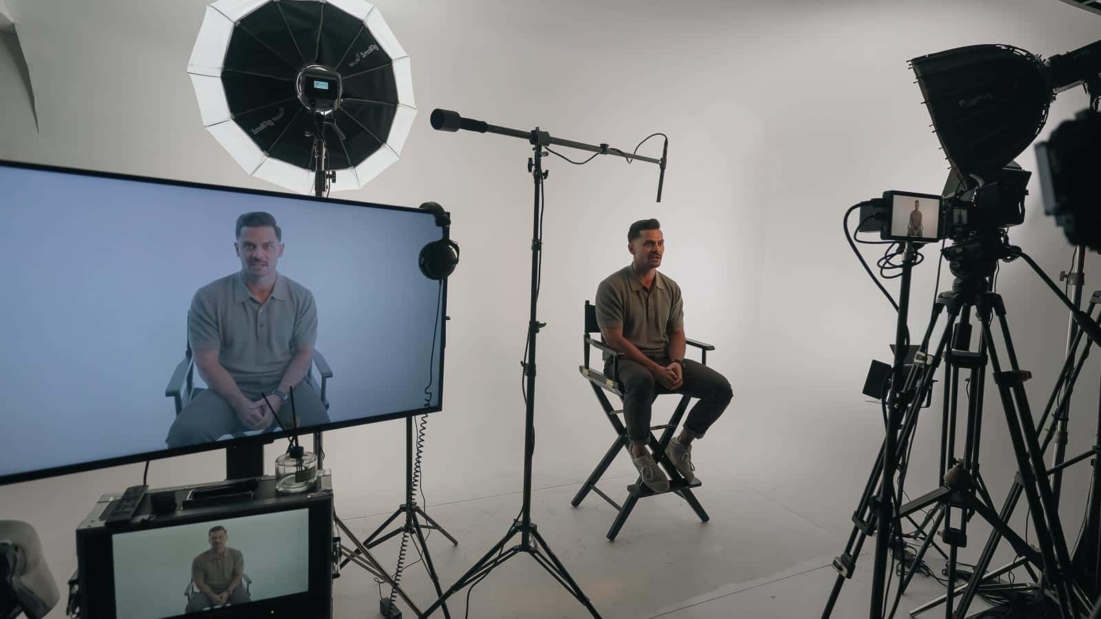 Joe filming in studio.