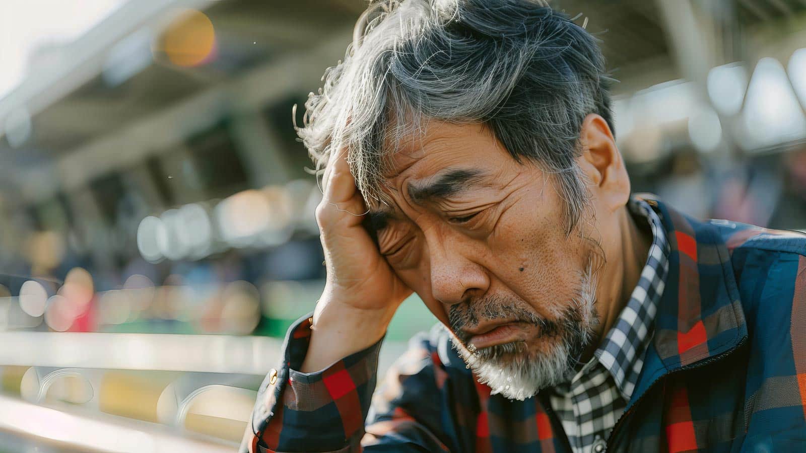 headache. Man holding head. yanalyso via 123rf