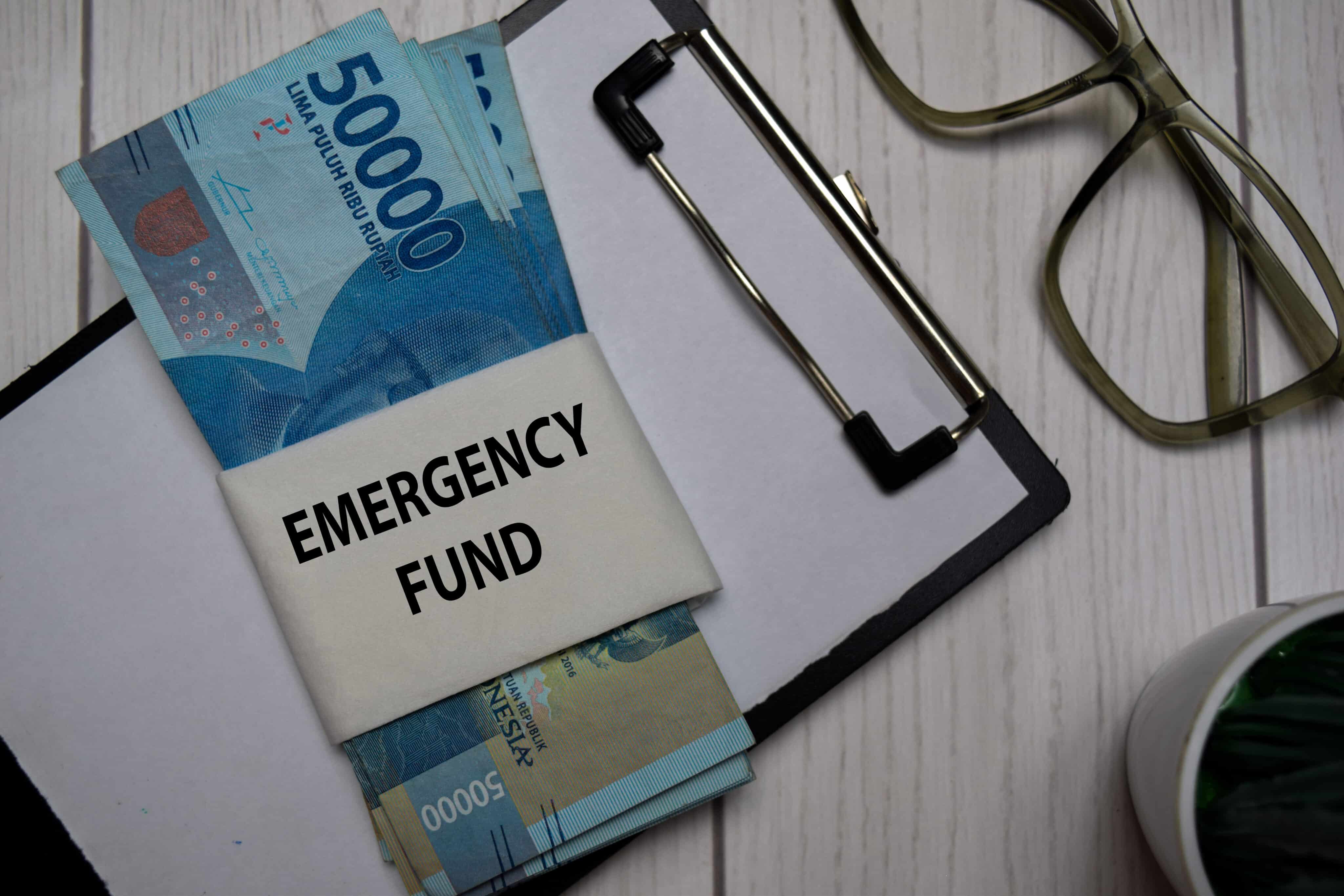 Emergency,Fund,Text,And,Indonesian,Rupiah,Isolated,On,Office,Desk. Money. Emergency fund.