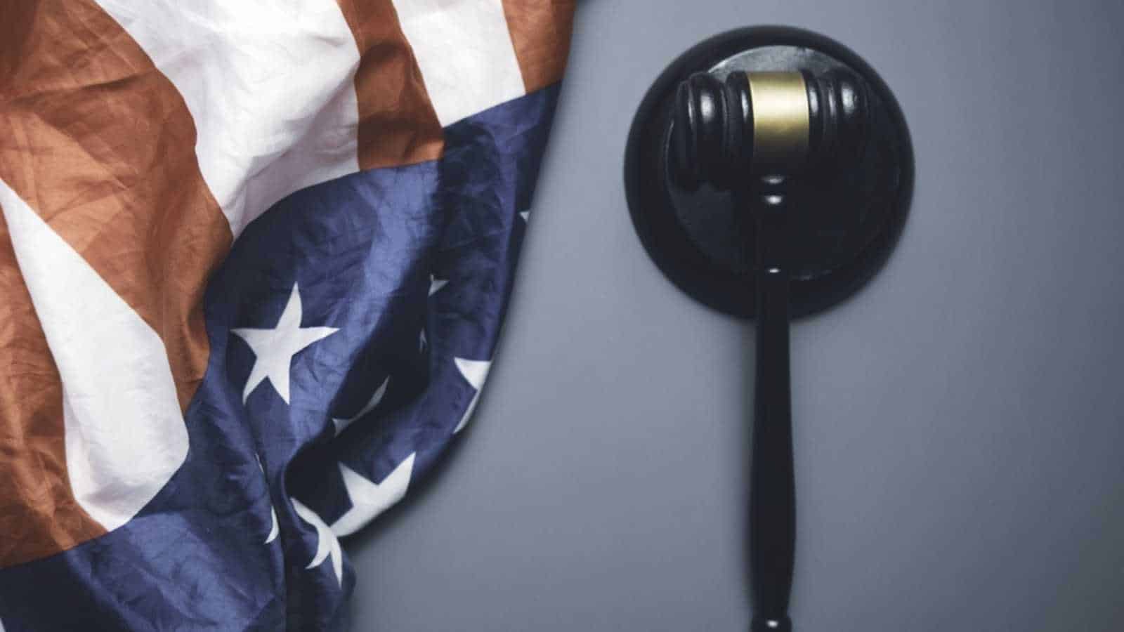 American flag, Gavel -signifying law