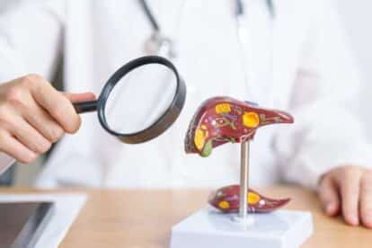 Doctor checking liver