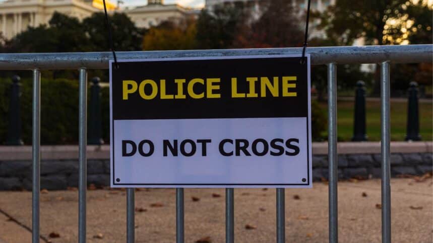 WASHINGTON, DC - November 2, 2024: A temporary metal fence surrounds the U.S. Capitol during US elections