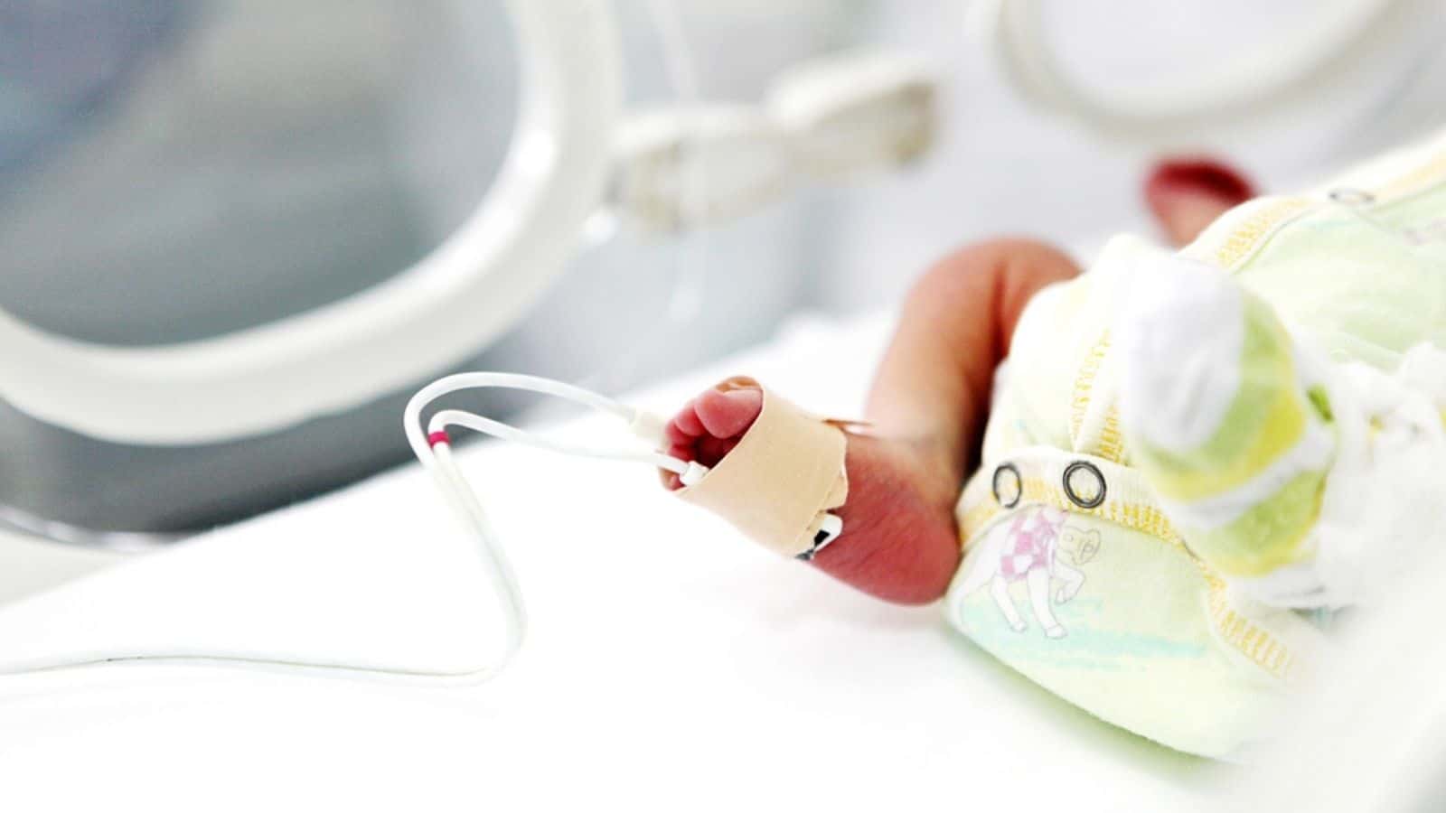 Newborn baby in hospital NICU