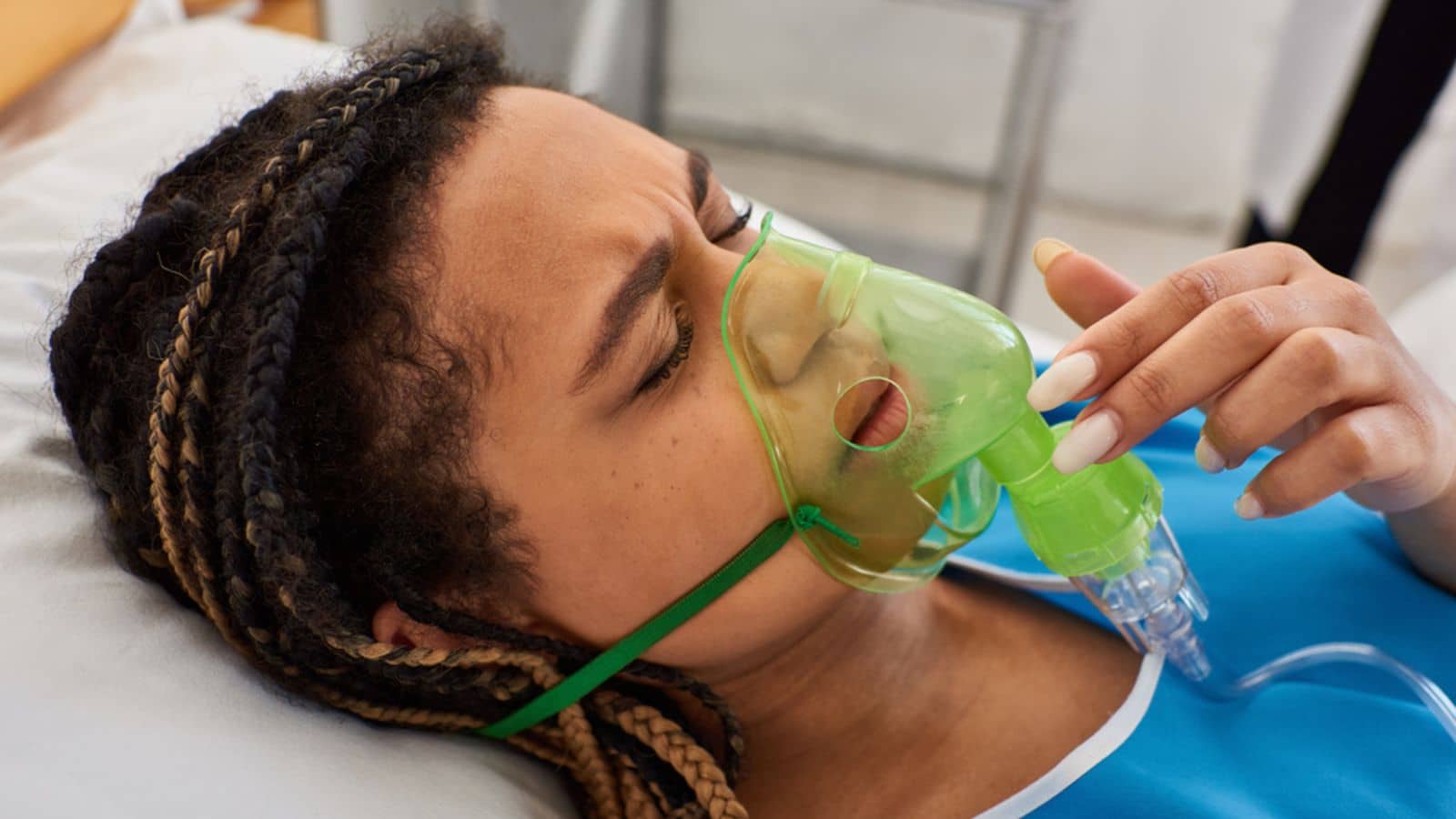 Sick woman in hospital