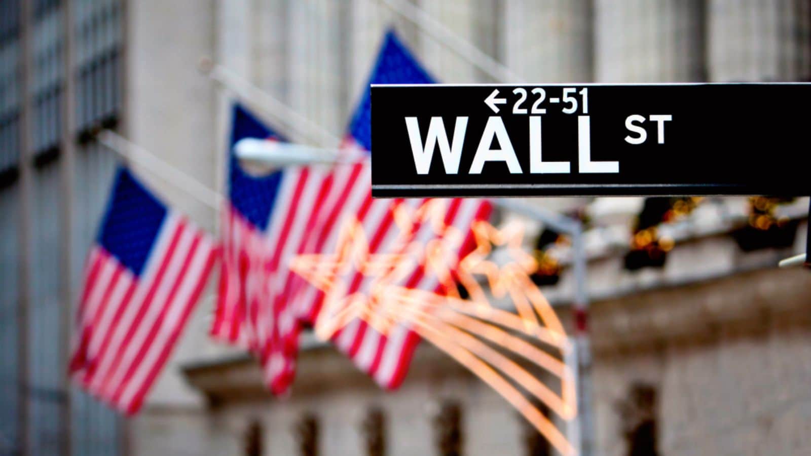 Wall street and U.S flags