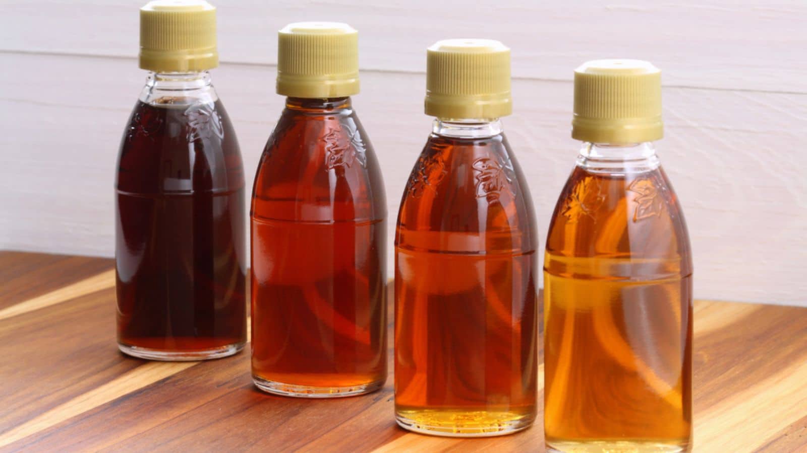 Bottles of maple syrup