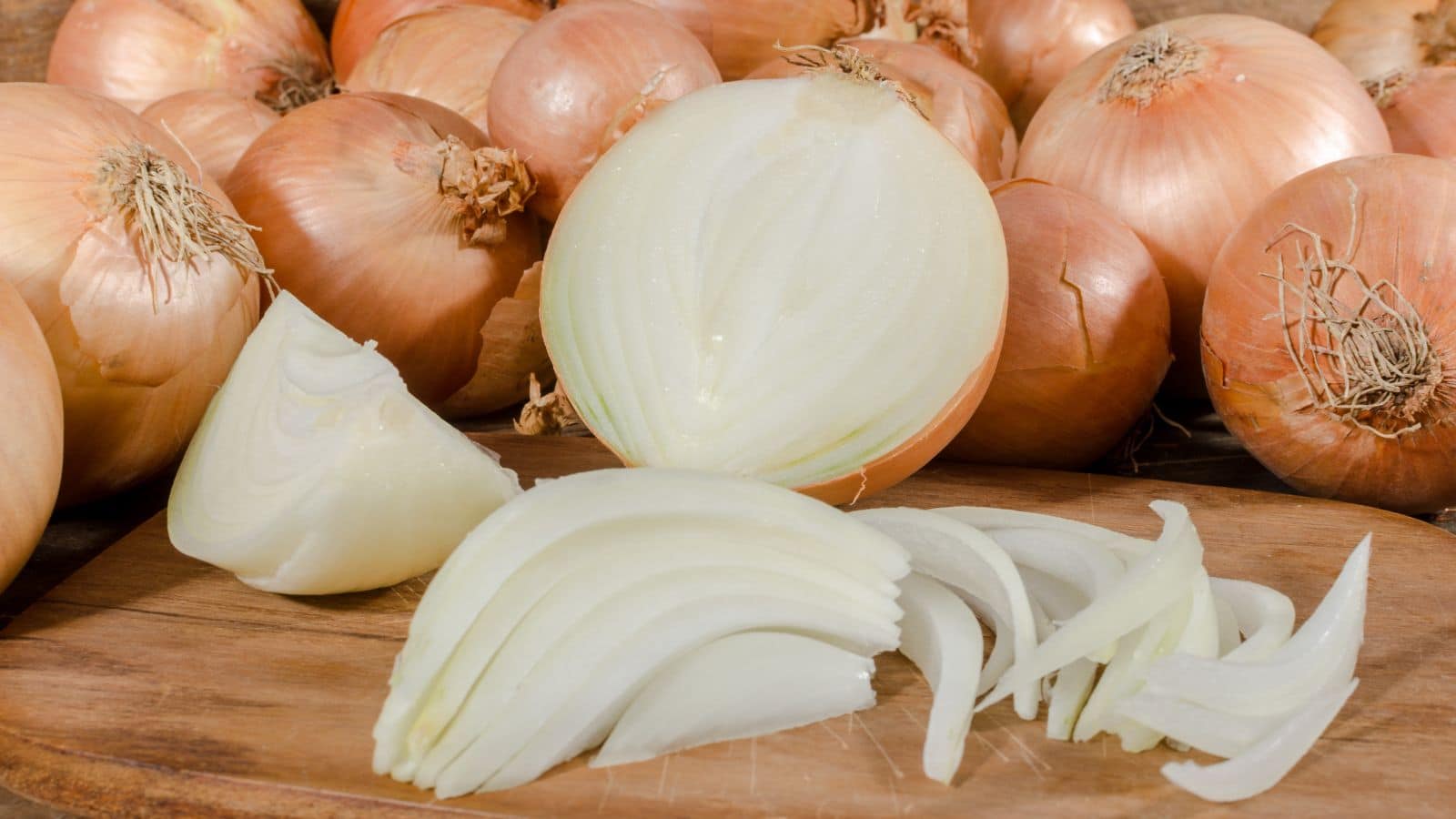Freshly sliced and whole onions