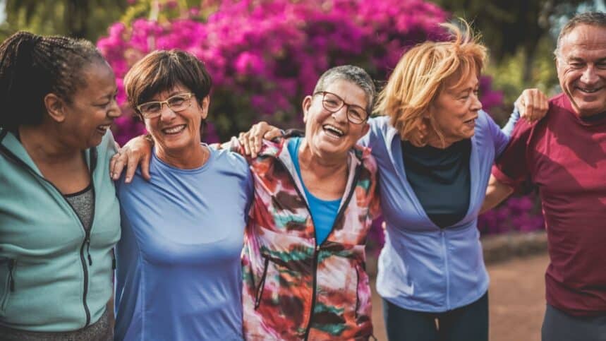 Group of happy senior people having fun