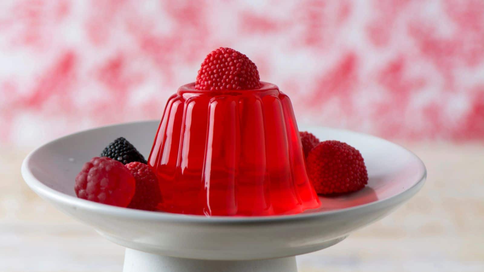 Homemade red cherry gelatin dessert