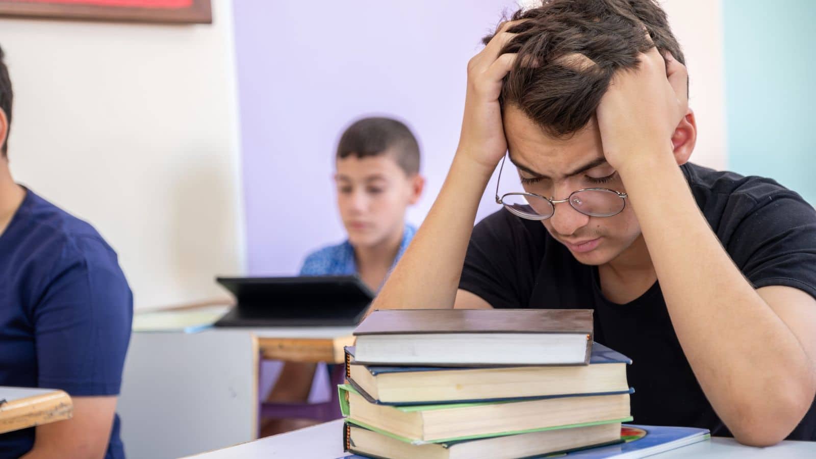 Student feeling frustrated due to the load of studying
