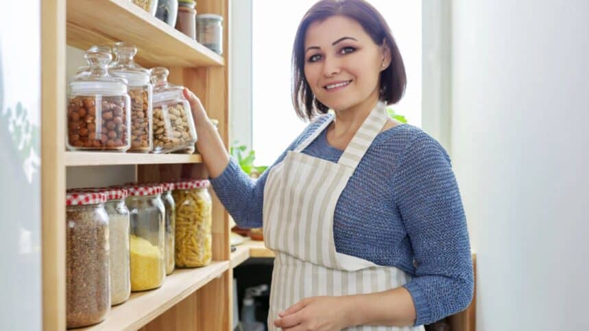 Woman in a kitchen pantry