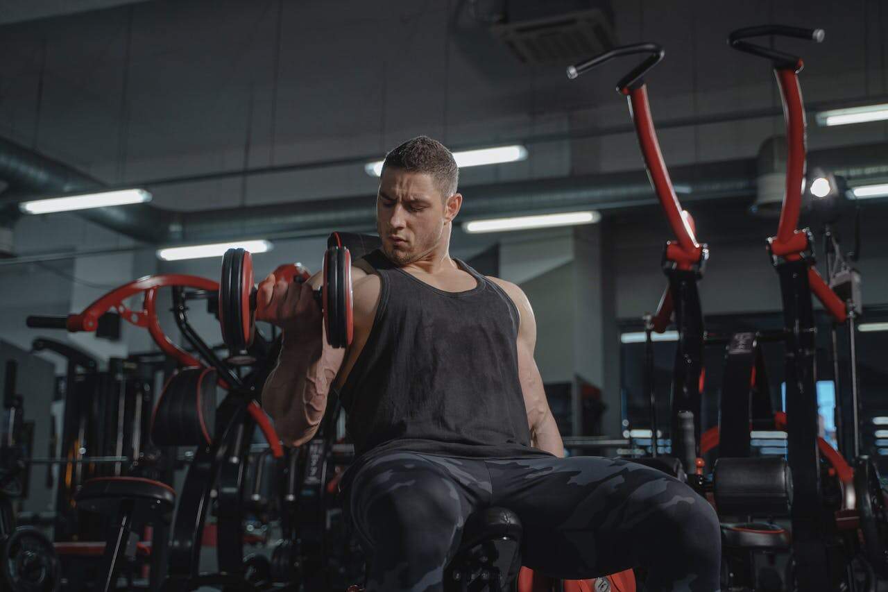 working out at the gym