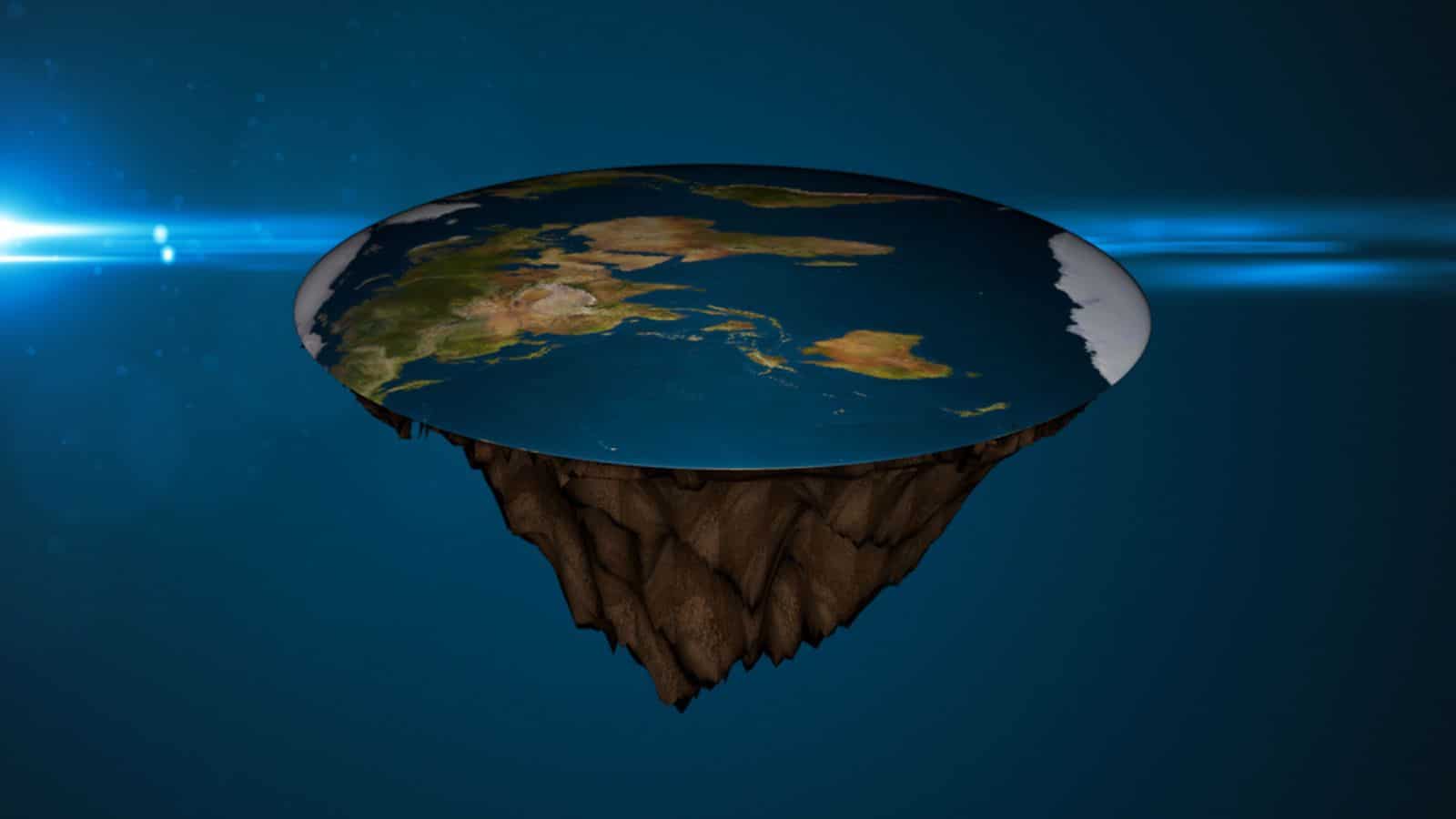 Space background with flat earth